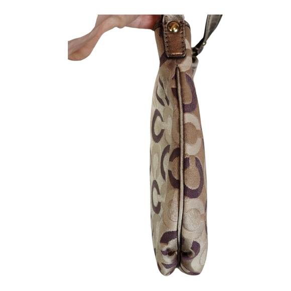 Coach 1941 Crossbody C Logo Jacquard Purse Plum/Taupe Metallic Trim Small Bag - Picture 6 of 15